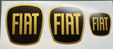 Fiat 500 front and rear badge overlays plus steering wheel decal (if pictured)