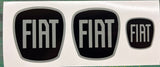 Fiat 500 front and rear badge overlays plus steering wheel decal (if pictured)