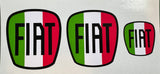 Fiat 500 front and rear badge overlays plus steering wheel decal (if pictured)