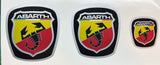 Fiat 500 front and rear badge overlays plus steering wheel decal (if pictured)