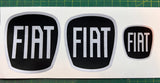 Fiat 500 front and rear badge overlays plus steering wheel decal (if pictured)