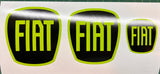 Fiat 500 front and rear badge overlays plus steering wheel decal (if pictured)