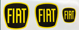 Fiat 500 front and rear badge overlays plus steering wheel decal (if pictured)