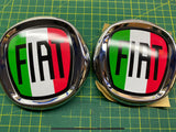 Fiat 500 front and rear badge overlays plus steering wheel decal (if pictured)