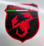 Ebony Sparkle Series Abarth 500/595 Badge decals set of four including side badges, with Italian flag detail